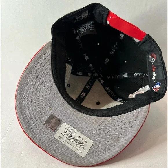 New Era Portland Trailblazers Black Red Baseball Cap Trucker Hat 75 Years NBA - Picture 4 of 4